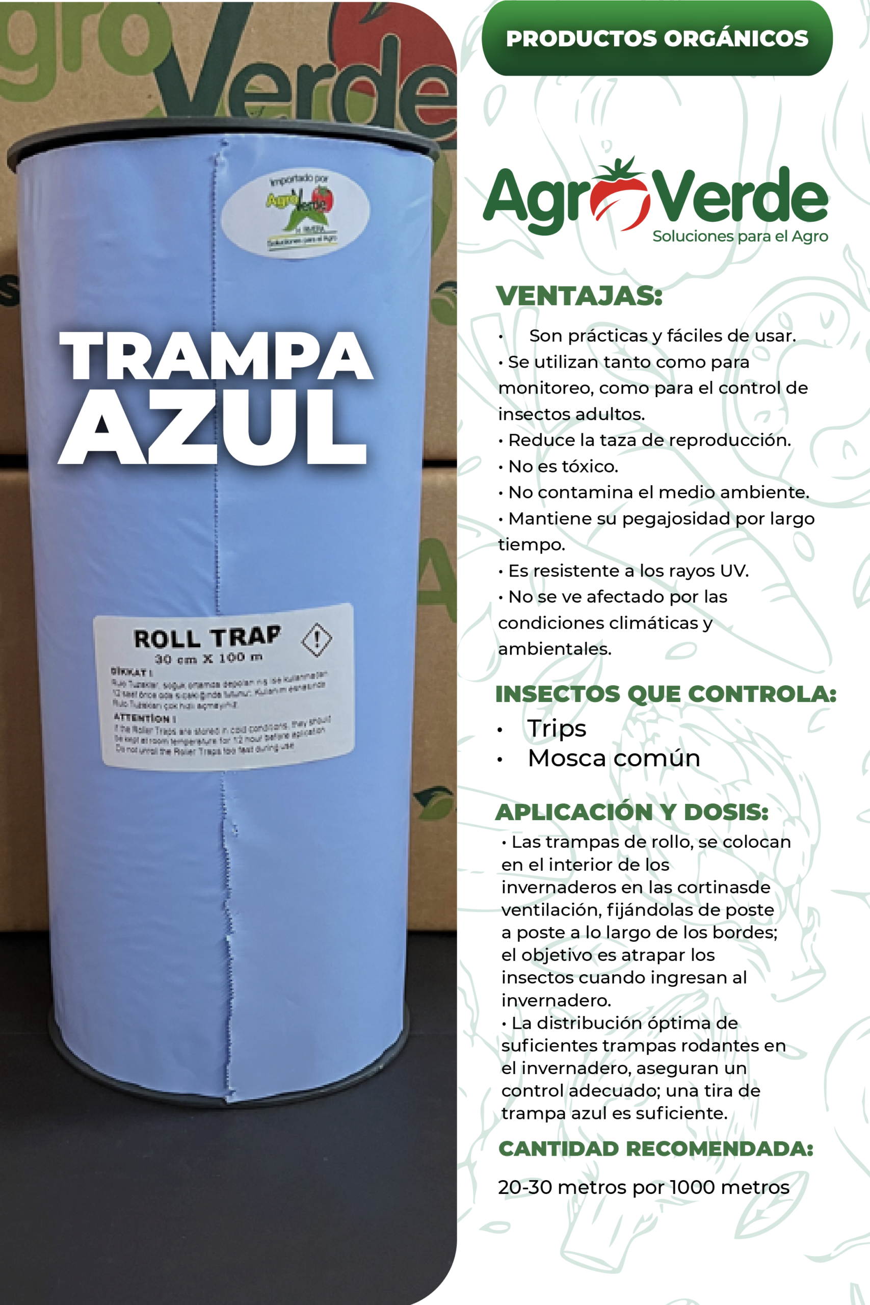 TRAMPA AZUL PARA CONTROL DE INSECTOS ADULTOS